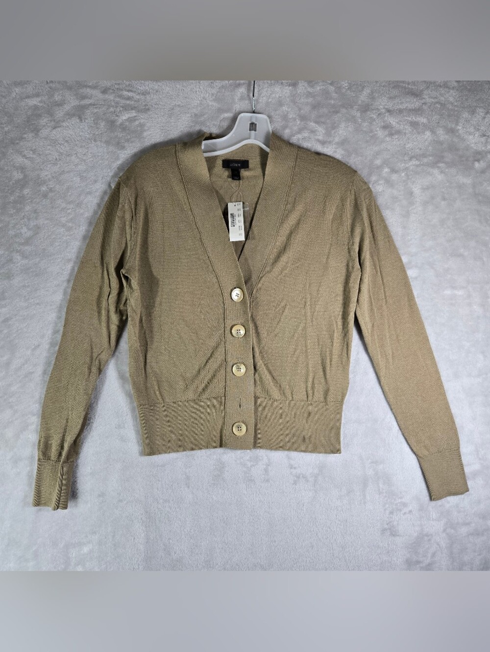 J.Crew Lightweight Cardigan Cropped Womens Size XS Beige Khaki Long Sleeve  NWT